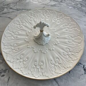 Vintage LENOX Chateau 24KT Gold Rimmed Serving Platter w/ Fleur de Lis EUC